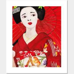 Watercolor - Japanese lady Posters and Art
